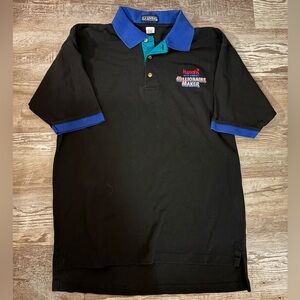 LA LOVING Men's L Black Blue Short Sleeve Polo Shirt Harrah's Millionaire Maker